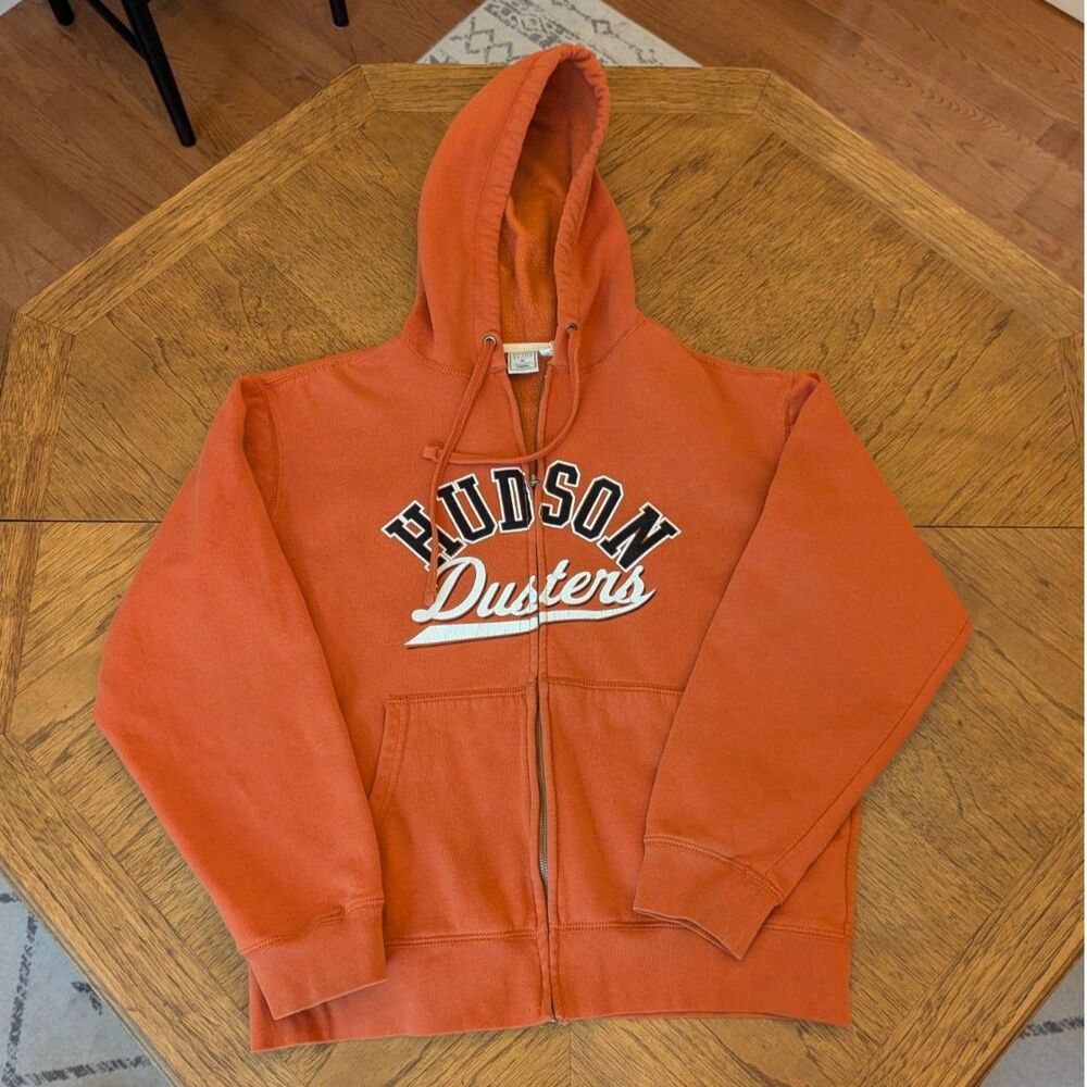 Y2K Old Navy Men's Medium  Rusty Orange Full-Zip Hoodie Hudson Dusters